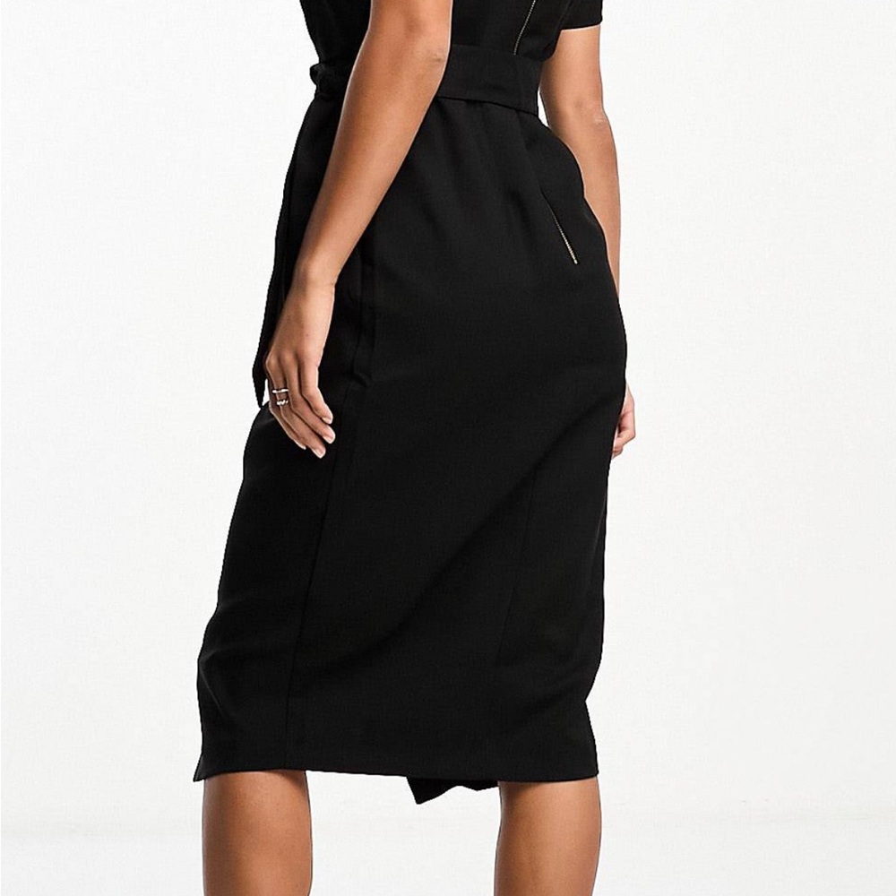 Closet London Petite kimono wrap dress in black - Picture 3 of 11